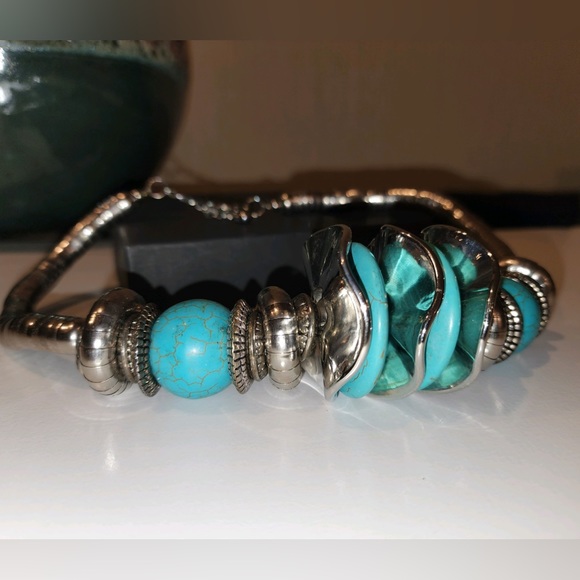 Statement Necklace w/Large Reconstructed Turquoise Elements - Picture 11 of 11